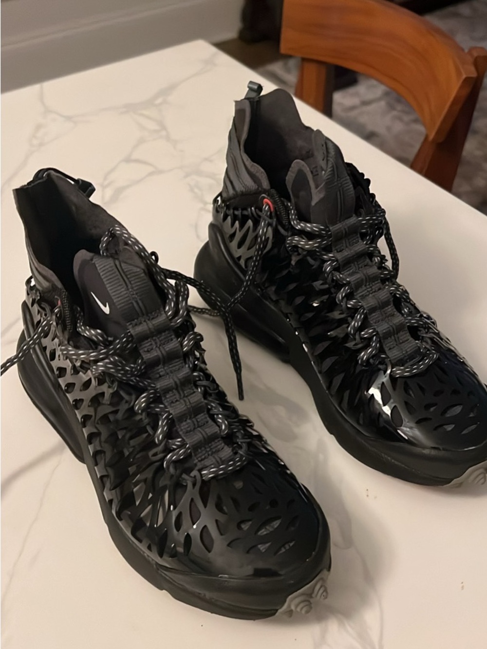 Nike Men’s Black and Gray Cutout High-Top Sneakers